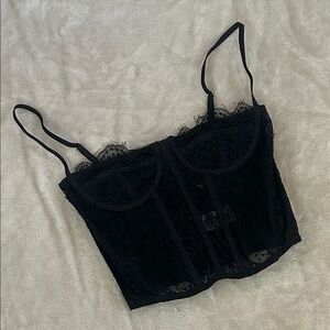 Sheer Black Lace Balconette Bustier Top